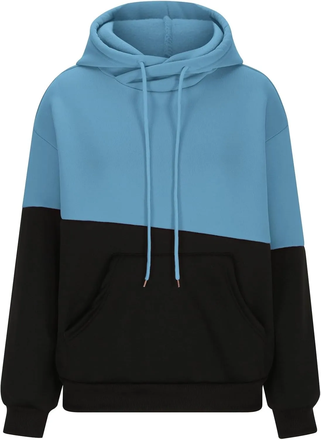 Womens Fashionable Hoodies Color Blocked Sweatshirts Drawstring Hooded Pullover with Pocket Casual Fall Outfits