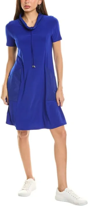Womens Funnel Neck T-Shirt Dress, 2 Multi-Colored