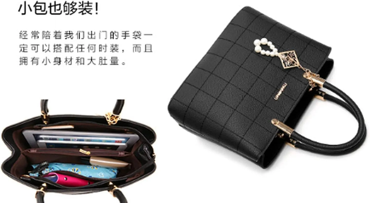 Women's Handbag PU Pendant Elderly Large Capacity Shoulder Shopping Bag