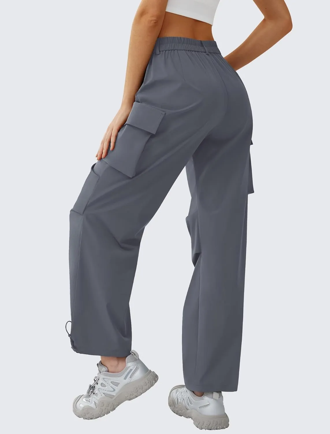 Women’s Hiking Pants Wide Leg Cargo Pants Quick Dry Lightweight Water-Resistant Travel Casual Trousers with 4 Pockets