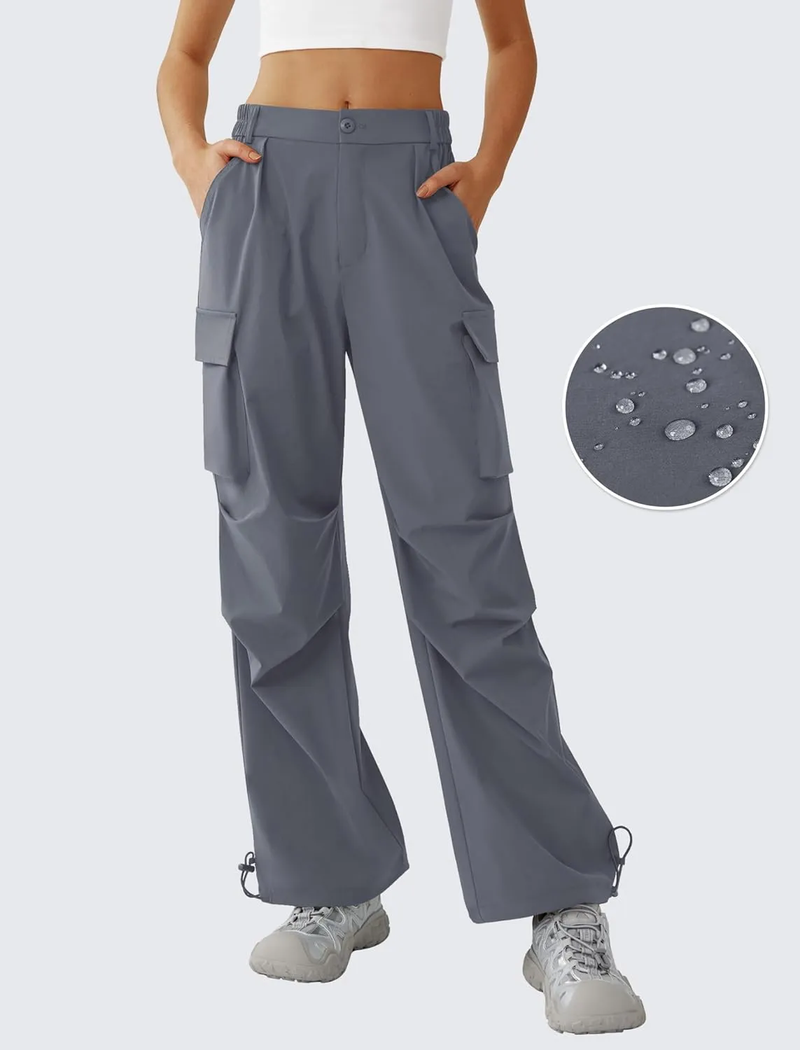 Women’s Hiking Pants Wide Leg Cargo Pants Quick Dry Lightweight Water-Resistant Travel Casual Trousers with 4 Pockets