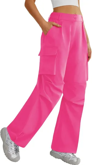 Women’s Hiking Pants Wide Leg Cargo Pants Quick Dry Lightweight Water-Resistant Travel Casual Trousers with 4 Pockets