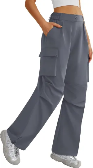 Women’s Hiking Pants Wide Leg Cargo Pants Quick Dry Lightweight Water-Resistant Travel Casual Trousers with 4 Pockets