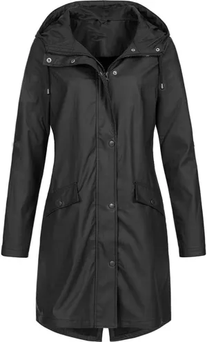 Womens Jacket Solid Hooded Jacket Windproof Outdoor Coat Plus Women's Coat Hooded Windbreaker Outdoor Trench Coat