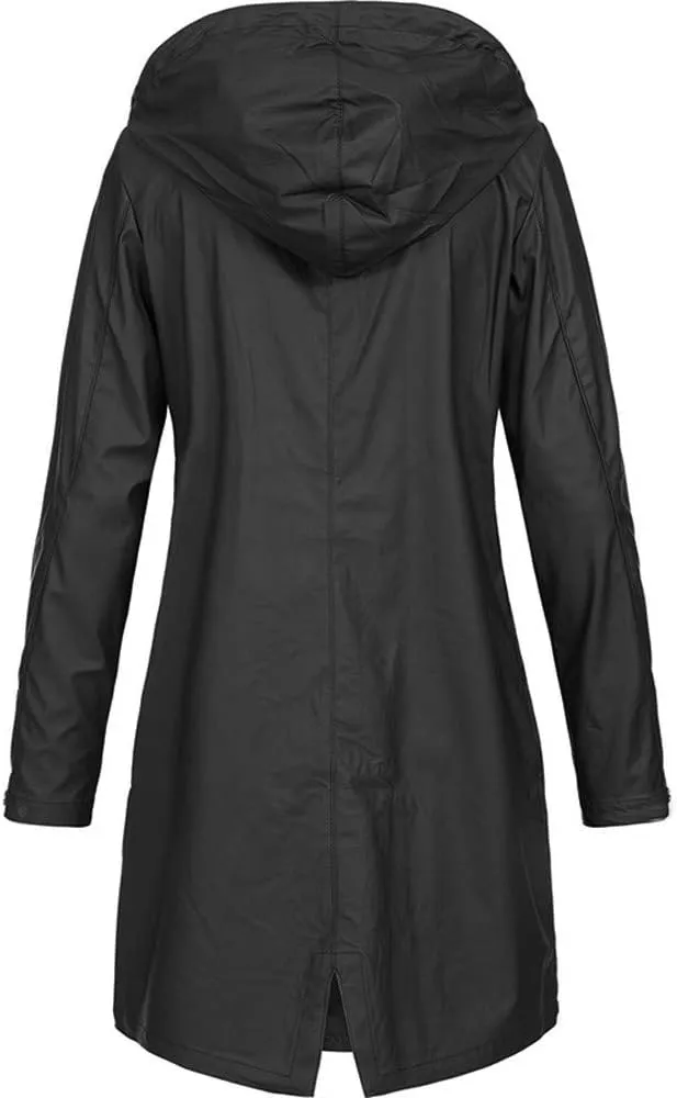 Womens Jacket Solid Hooded Jacket Windproof Outdoor Coat Plus Women's Coat Hooded Windbreaker Outdoor Trench Coat
