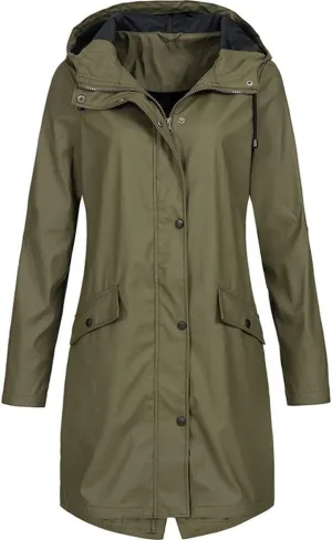 Womens Jacket Solid Hooded Jacket Windproof Outdoor Coat Plus Women's Coat Hooded Windbreaker Outdoor Trench Coat