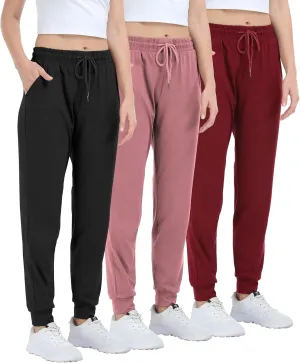 Women's Joggers with Pockets,Women Sweatpants for Loung Yoga Workout Running Casual Pants 3PACK