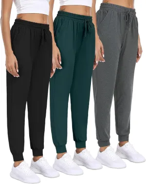 Women's Joggers with Pockets,Women Sweatpants for Loung Yoga Workout Running Casual Pants 3PACK