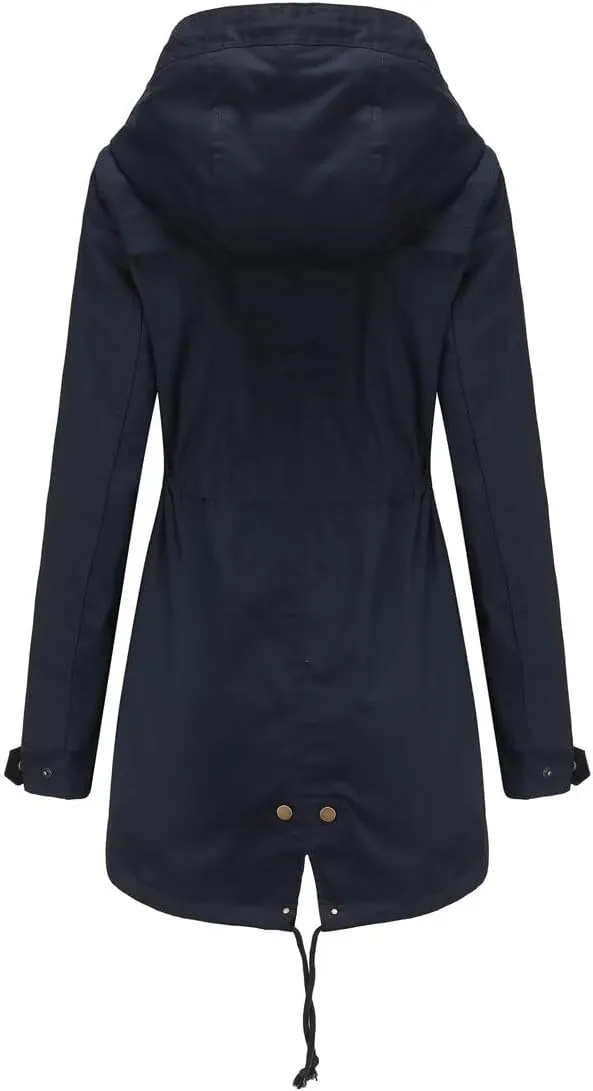 Women's Ligtweight Jackets Anorak Utility Drawstring Waist Hoodie Zip Up Fall Casual Coat with Pockets