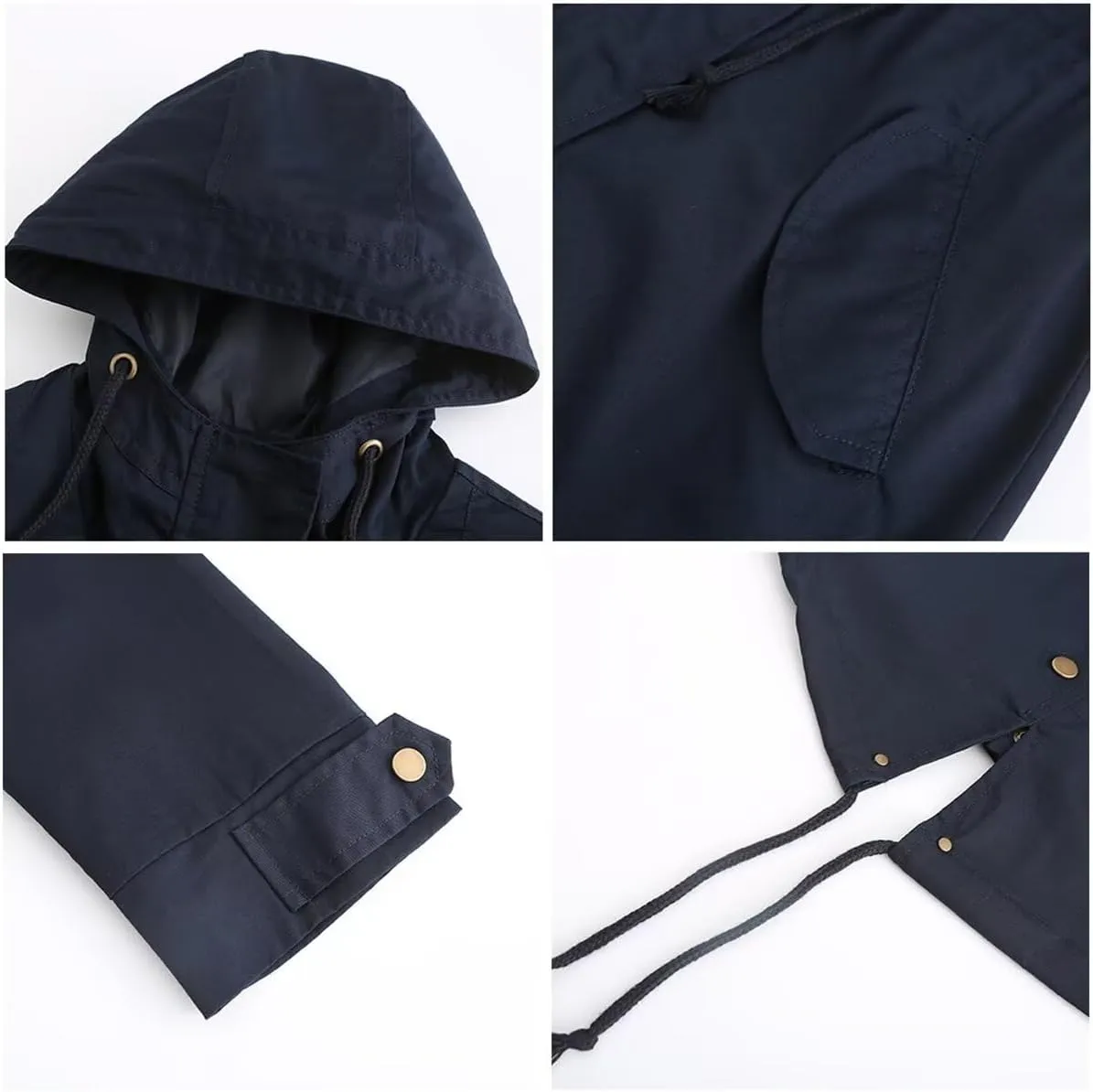 Women's Ligtweight Jackets Anorak Utility Drawstring Waist Hoodie Zip Up Fall Casual Coat with Pockets