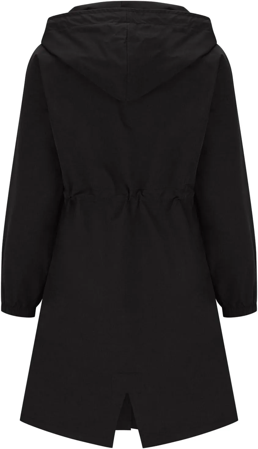 Women's Long Rain Jacket Windproof with Hood Button Trench Coat Travel Raincoats Outdoor Active Coats