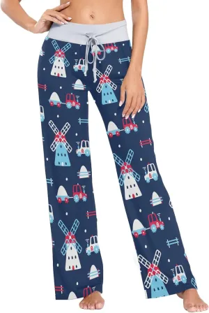 Womens Pajama Pants Causal Sleepwear Comfy Drawstring Wide Leg Yoga Pants Pjs Bottoms Sweatpants XS-XL