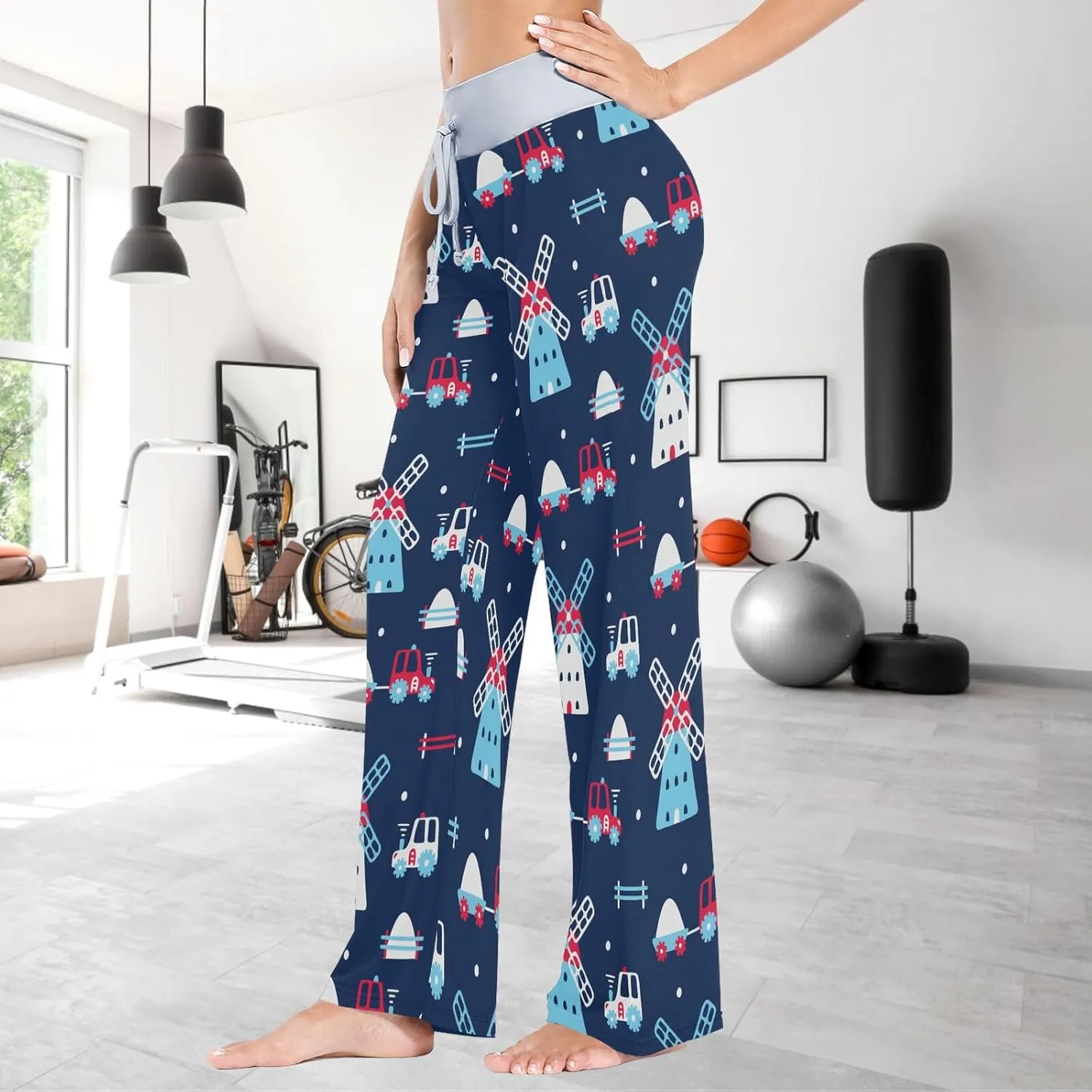 Womens Pajama Pants Causal Sleepwear Comfy Drawstring Wide Leg Yoga Pants Pjs Bottoms Sweatpants XS-XL