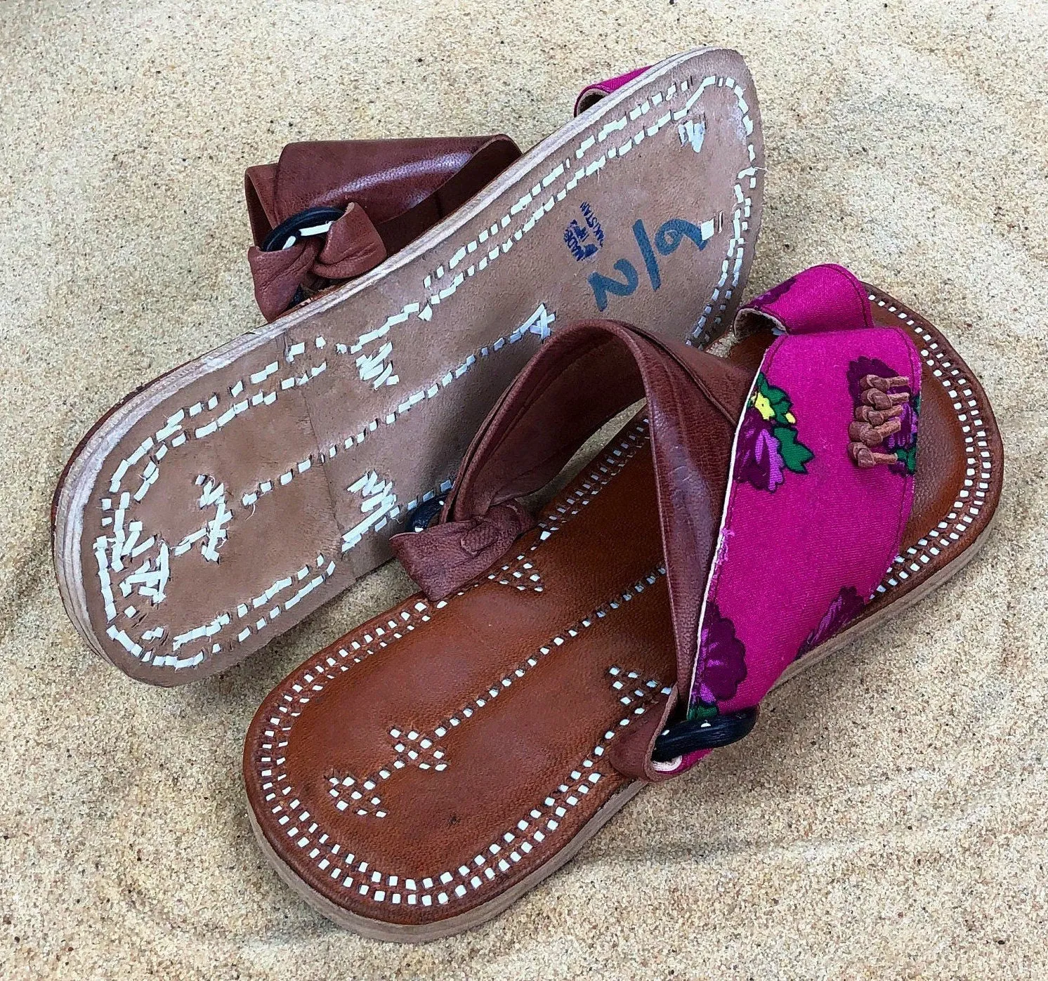 Womens Pink Leather Sandals ~ SandCruisers ~ Traditional Arabian Sandals ~ Great for Outdoors, Beaches, Parks, Lakes, Pools & Parties!