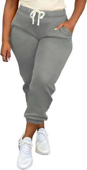Women's Plus Size Casual Sweatpants Drawstring Jogger Pants Tight Track Pants with Pockets