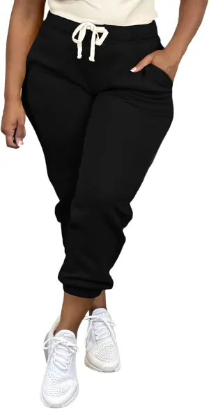 Women's Plus Size Casual Sweatpants Drawstring Jogger Pants Tight Track Pants with Pockets