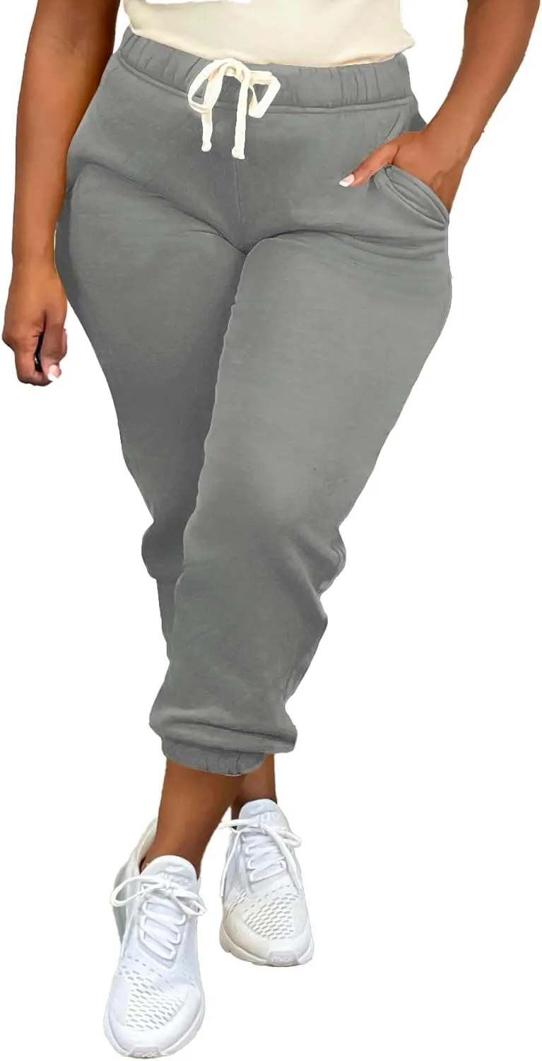 Women's Plus Size Casual Sweatpants Drawstring Jogger Pants Tight Track Pants with Pockets