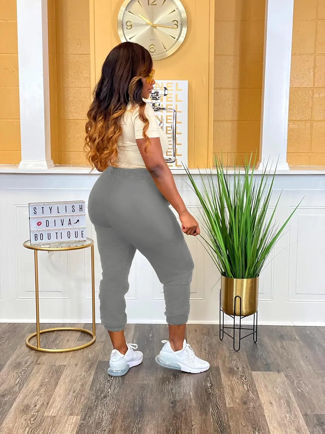 Women's Plus Size Casual Sweatpants Drawstring Jogger Pants Tight Track Pants with Pockets