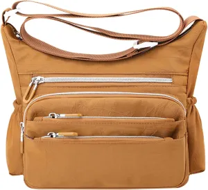 Womens Pocket Casual Crossbody Bag Ladies Shoulder Messenger Bags Handbag For Daily Use Travel Mens (Gold, One Size)