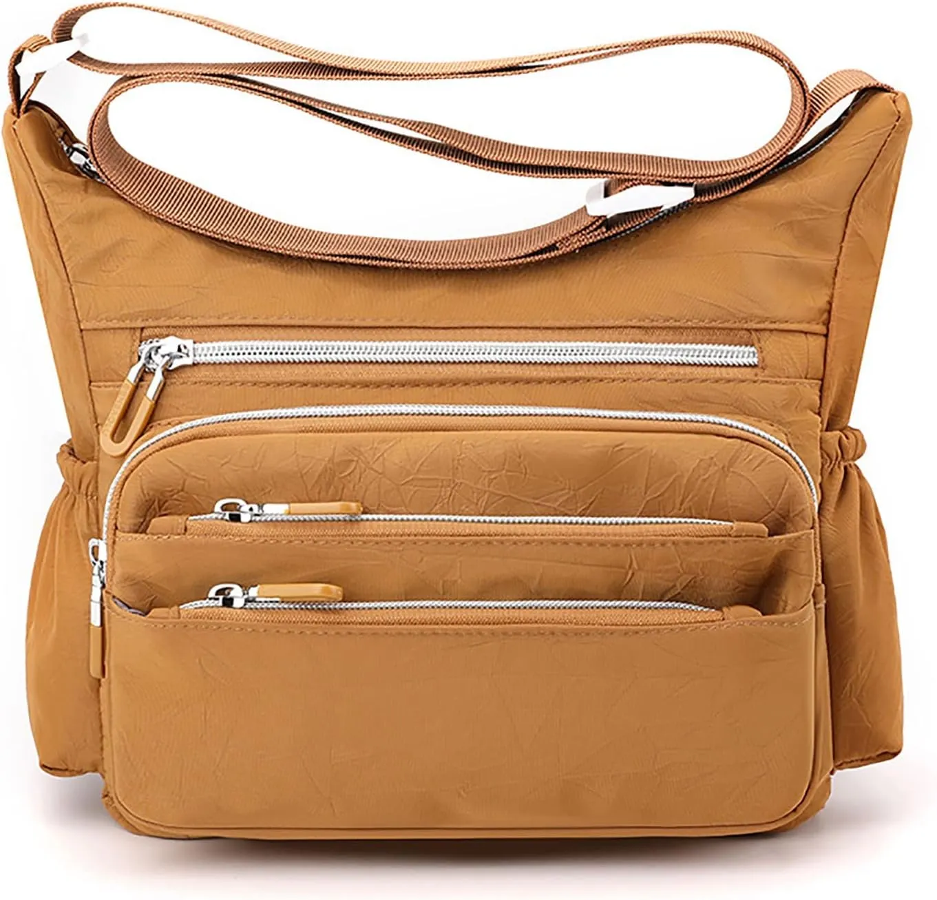 Womens Pocket Casual Crossbody Bag Ladies Shoulder Messenger Bags Handbag For Daily Use Travel Mens (Gold, One Size)