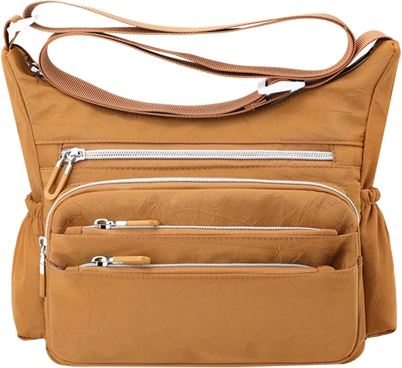 Womens Pocket Casual Crossbody Bag Ladies Shoulder Messenger Bags Handbag For Daily Use Travel Mens (Gold, One Size)