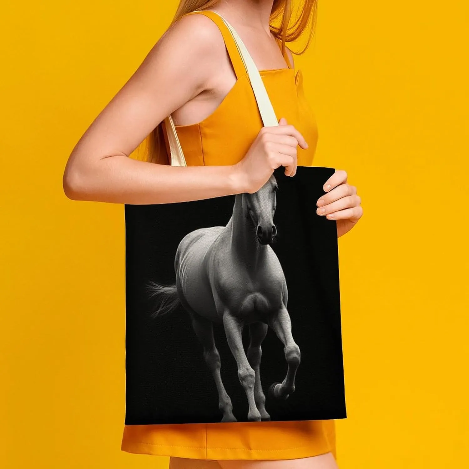 Womens Printed Canvas Tote Bag Extra Large Reusable Handbag for Daily Shopping or Travel
