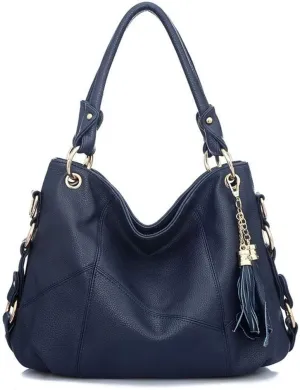Women's PU Single Shoulder Bag Tassel Stitching Large Capacity Shoulder Shopping Bag
