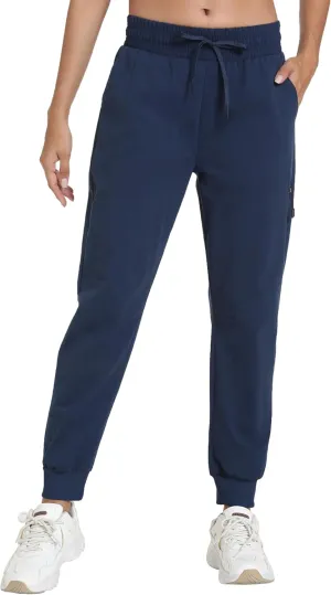 Women's Quick-Dry Lightweight Joggers - Elastic Waist Hiking Pants with Pockets for Outdoor, Athletic & Travel