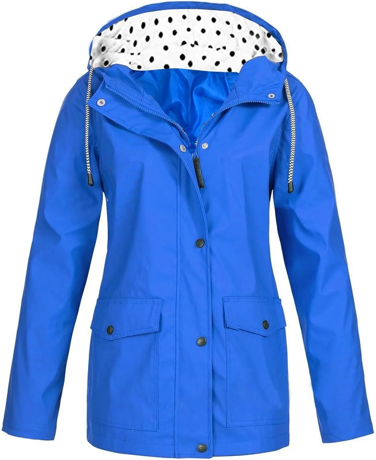 Womens Waterproof Rain Jacket Hooded Solid Women Coat Rain Raincoat Women's Coat for Hiking Travel Outdoor
