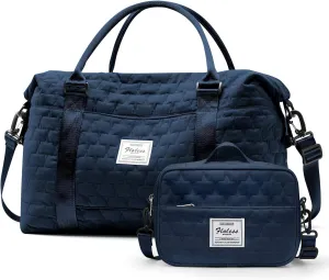 Womens Weekender Gym Duffel Bags Blue Cute Travel Tote Bag with Toiletry Bag Carry On Bag Overnight Bag with Wet Pocket Hospital Bag for Labor and Delivery