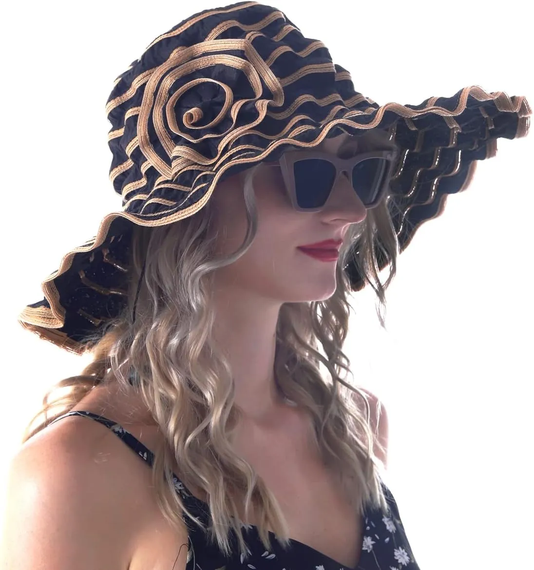 Womens Wide Brim Sun Hat Travel Foldable Vintage Summer Beach UV Hats