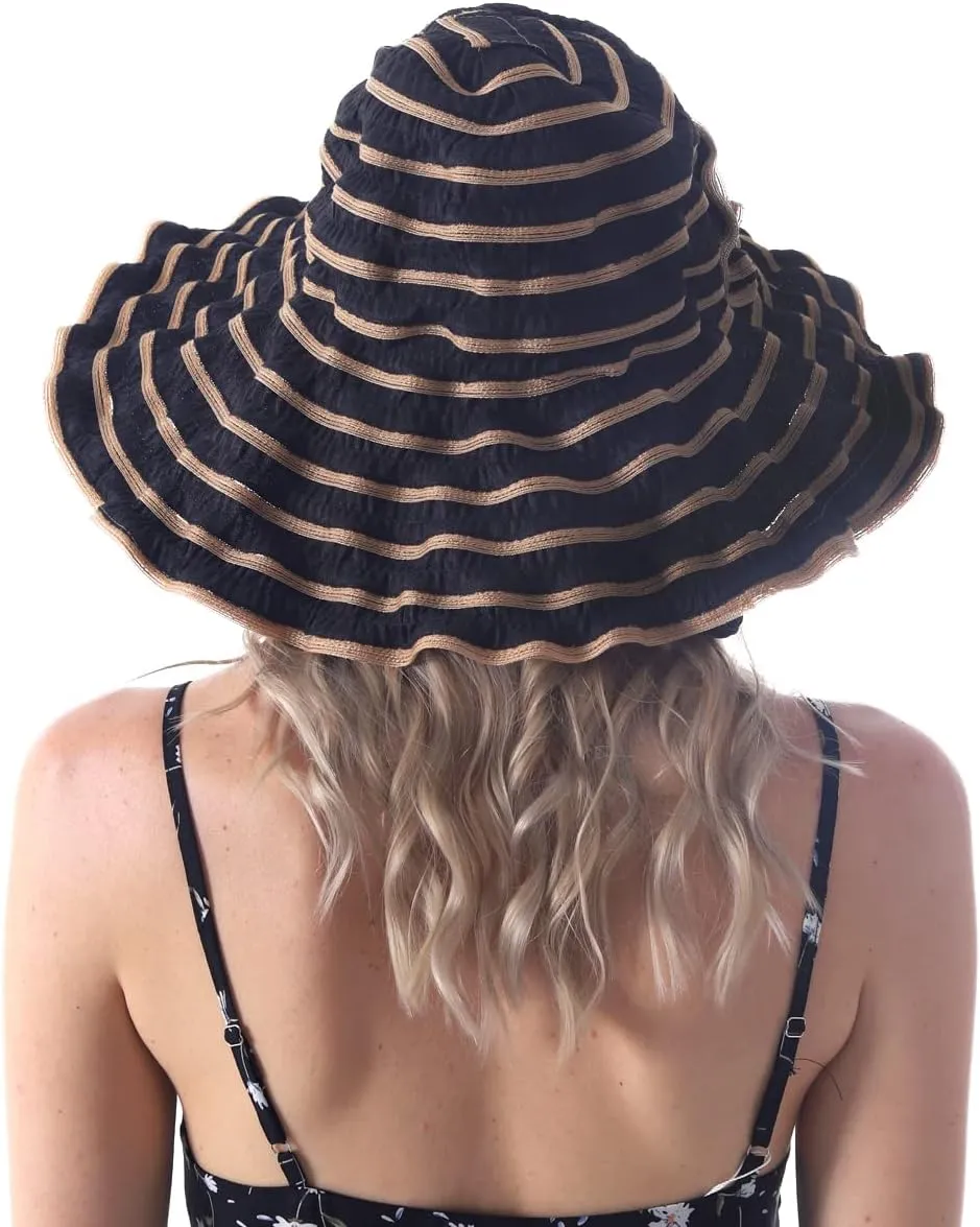 Womens Wide Brim Sun Hat Travel Foldable Vintage Summer Beach UV Hats