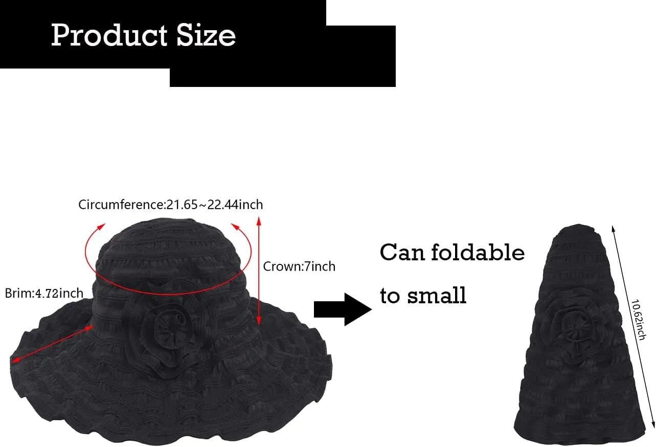 Womens Wide Brim Sun Hat Travel Foldable Vintage Summer Beach UV Hats