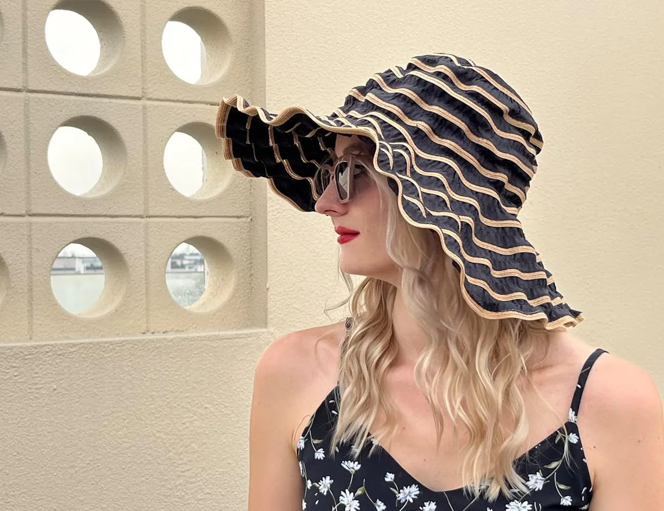 Womens Wide Brim Sun Hat Travel Foldable Vintage Summer Beach UV Hats