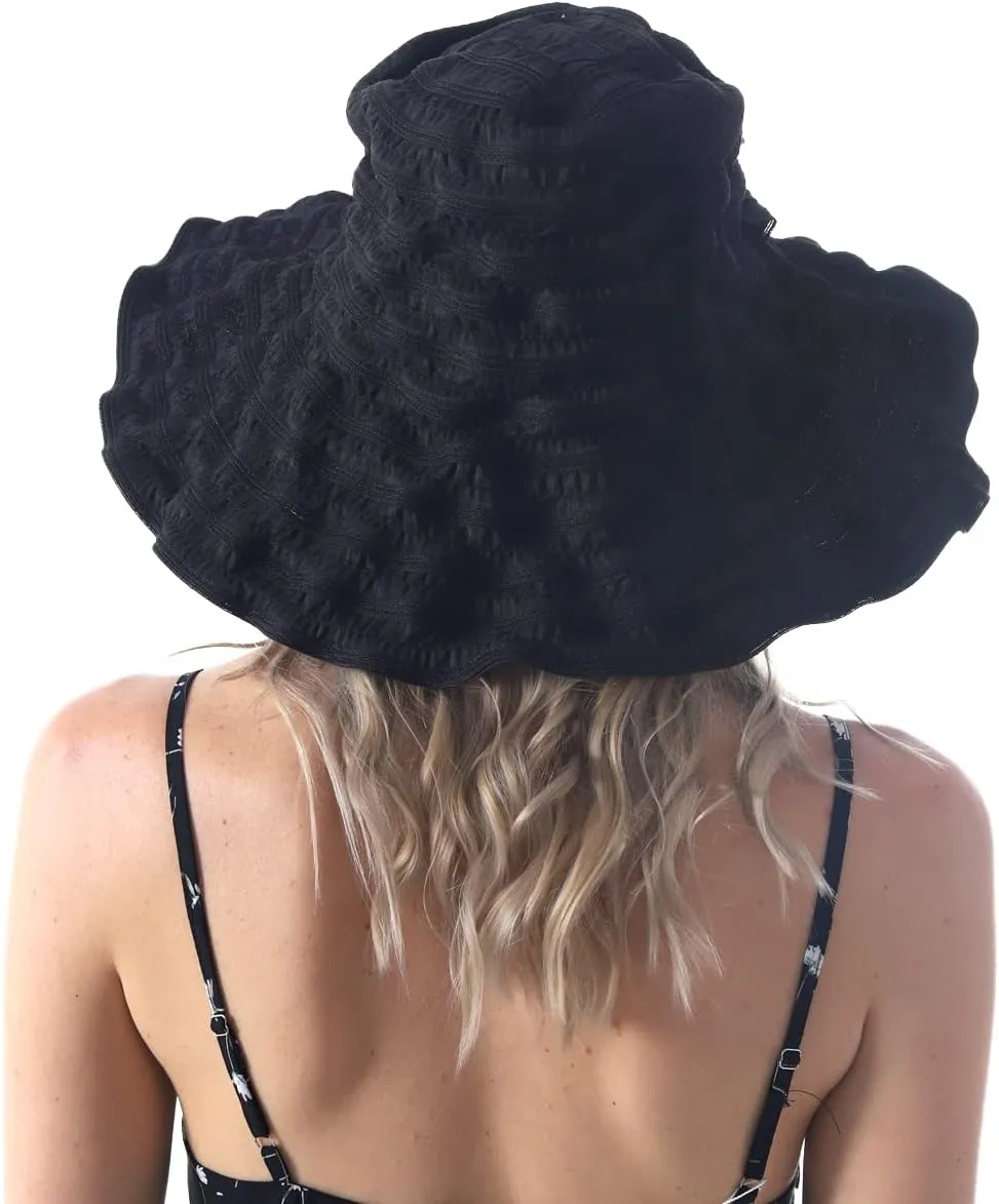 Womens Wide Brim Sun Hat Travel Foldable Vintage Summer Beach UV Hats