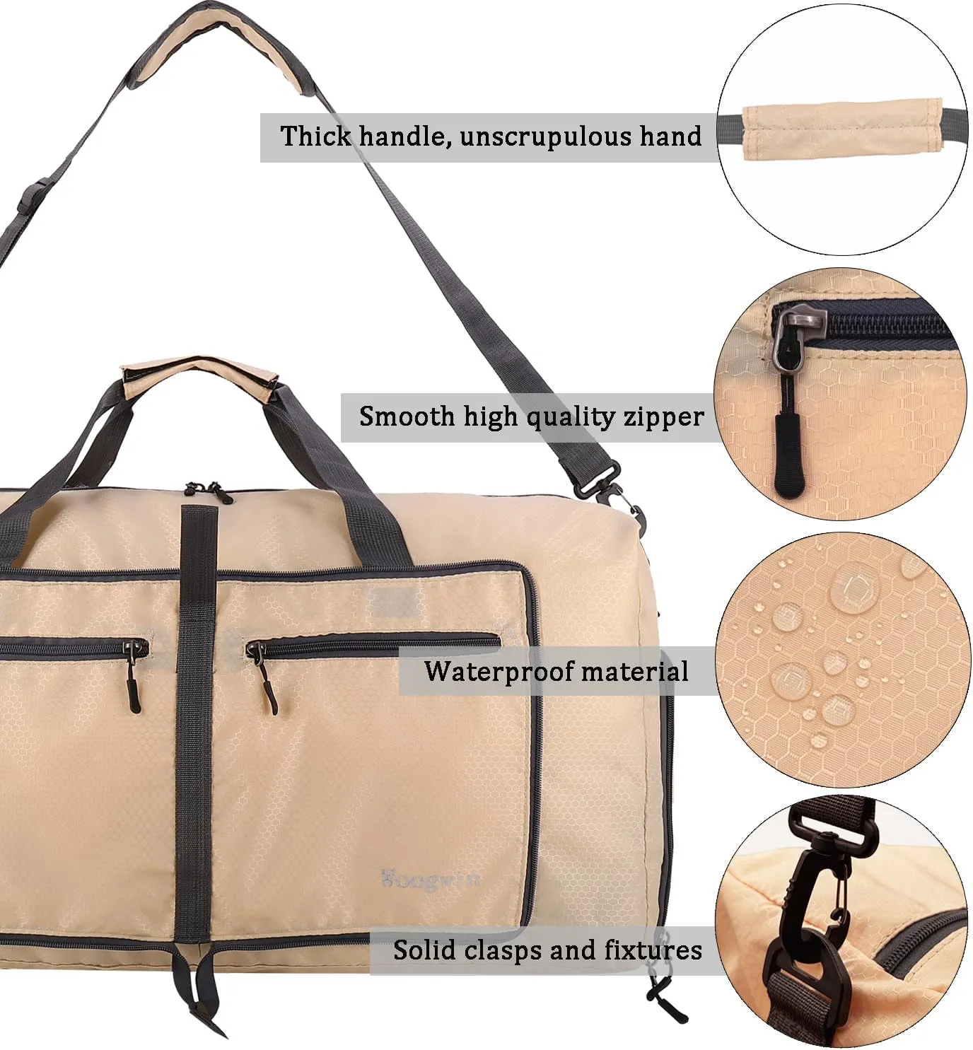 Woogwin Travel Duffel Bag Large Foldable Waterproof Overnight Bag for Beach Swim Bags Pool Sports Gym