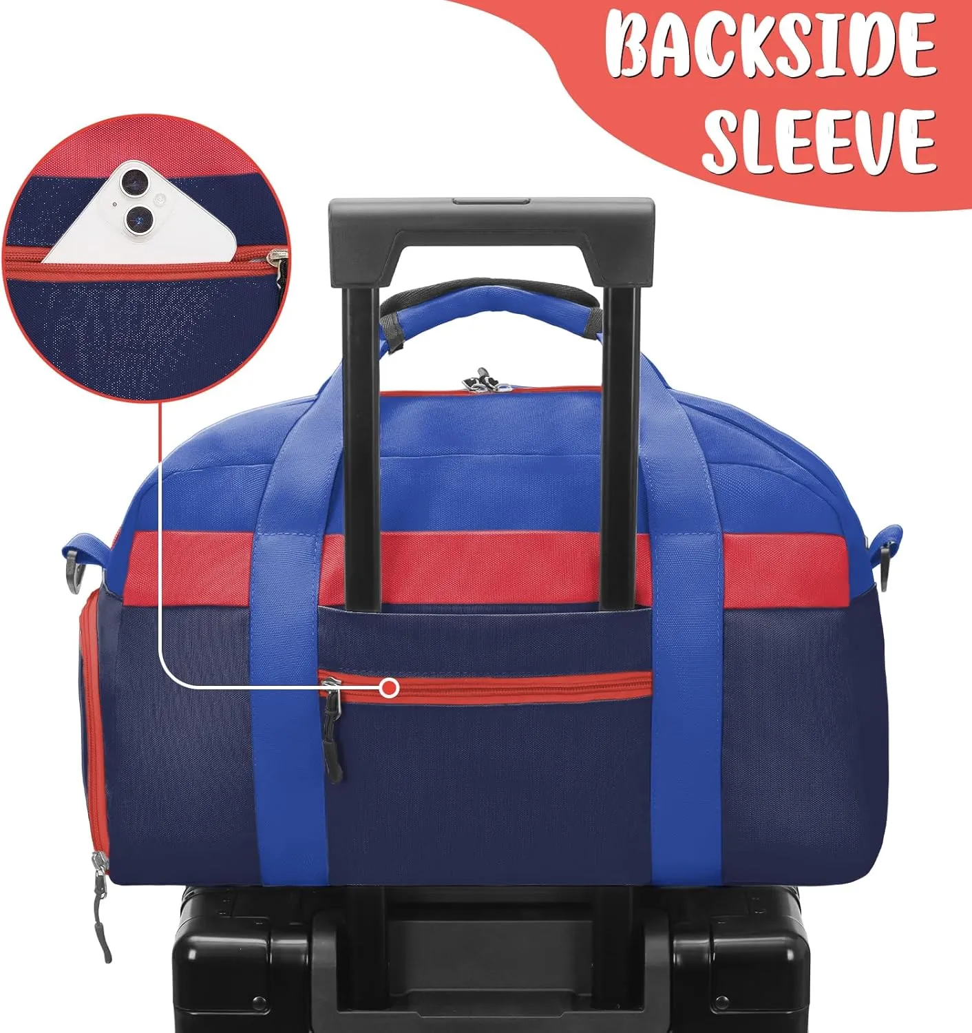WOOMADA Kids Duffle Bag for Boys or Girls, Kids Overnight Bag with Shoe Compartment＆Wet Pocket, Ideal for School Practice, Sports, Travel(navy blue)