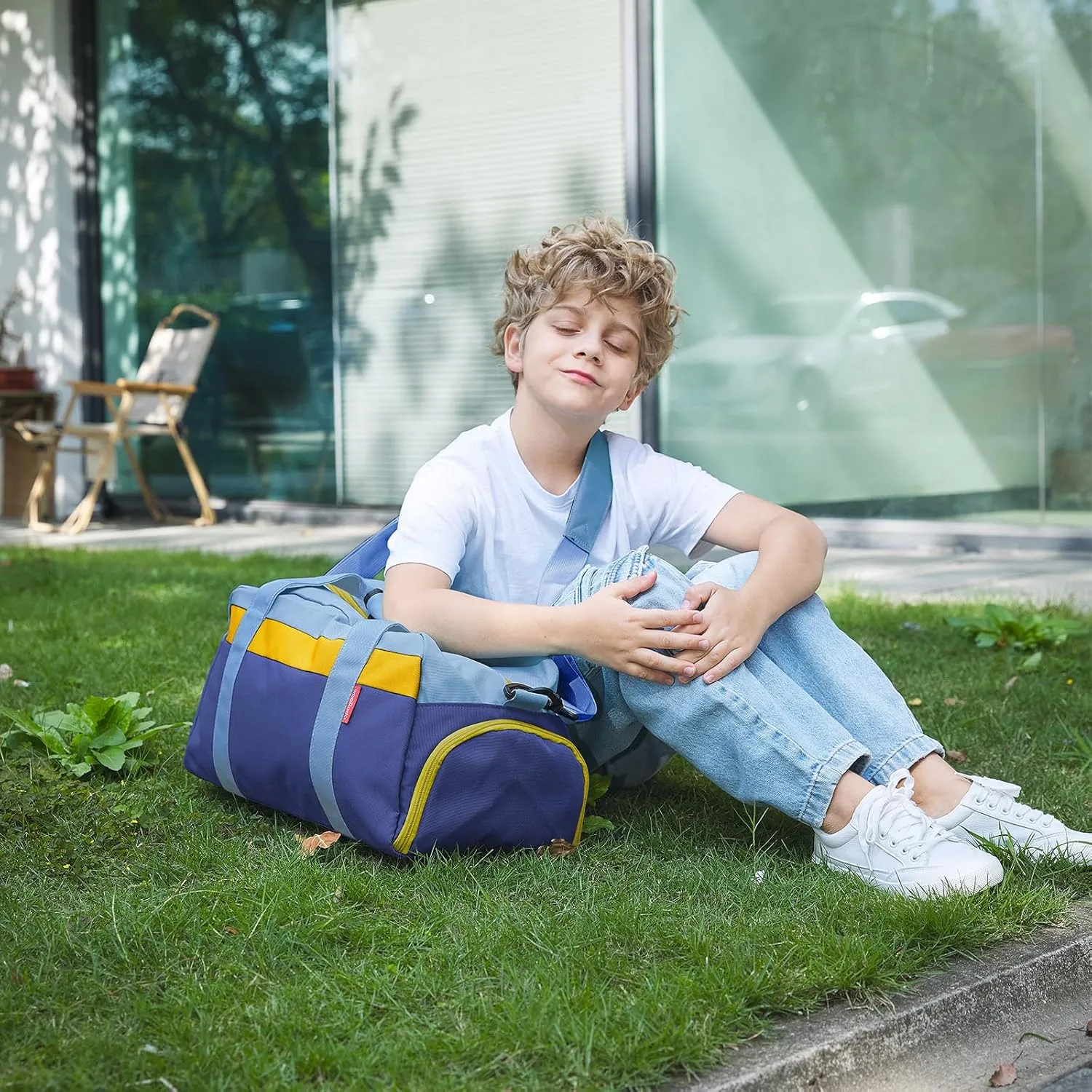 WOOMADA Kids Duffle Bag for Boys or Girls, Kids Overnight Bag with Shoe Compartment＆Wet Pocket, Ideal for School Practice, Sports, Travel(pink dog)