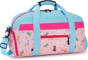 WOOMADA Kids Duffle Bag for Boys or Girls, Kids Overnight Bag with Shoe Compartment＆Wet Pocket, Ideal for School Practice, Sports, Travel(pink dog)