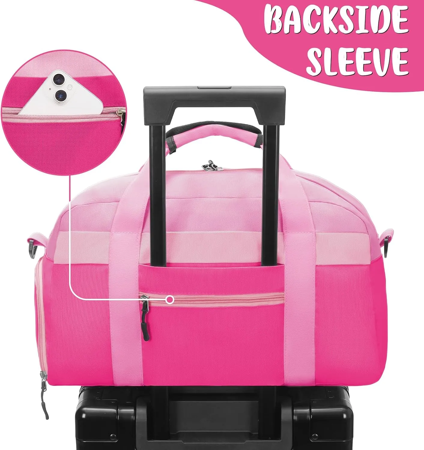 WOOMADA Kids Duffle Bag for Boys or Girls, Kids Overnight Bag with Shoe Compartment＆Wet Pocket, Ideal for School Practice, Sports, Travel(pink)
