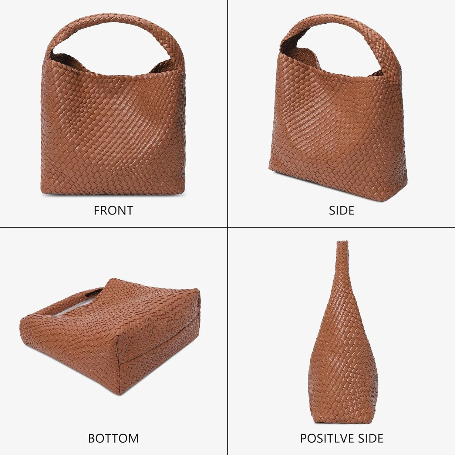 Woven Bag for Women, Vegan Leather Tote Bags Large Hobo Purses for Women Handmade Shoulder Bag with Adjustable Strap