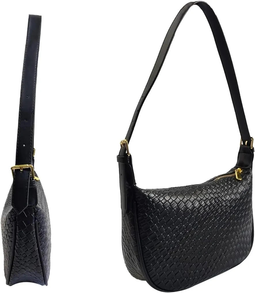 Woven Crossbody Bags for Women Hobo Purses for Women，black shoulder bag with Adjustable Strap