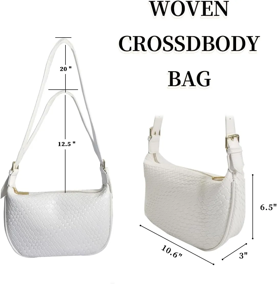 Woven Crossbody Bags for Women Hobo Purses for Women，black shoulder bag with Adjustable Strap