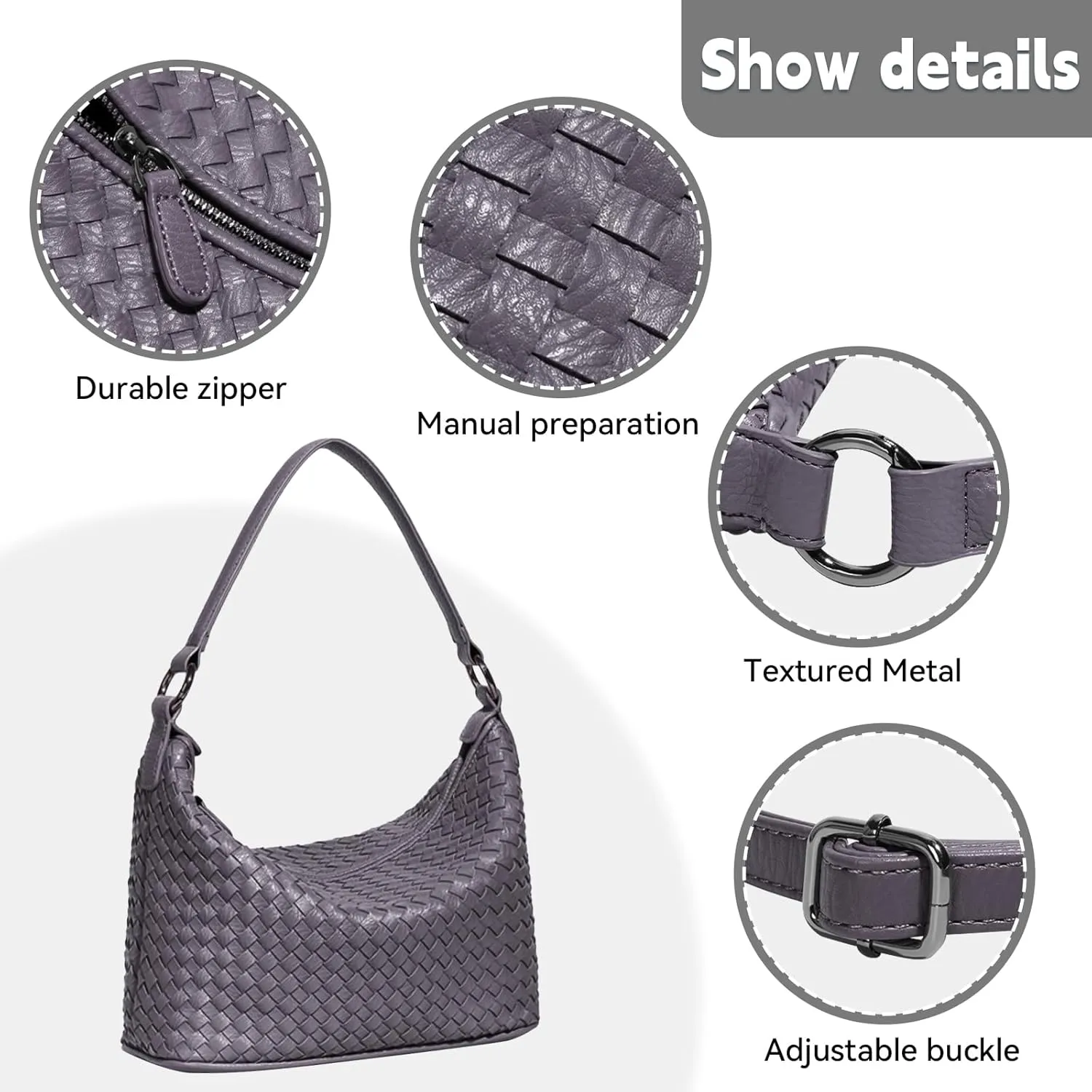 Woven Crossbody Purses for Women - Designer Vegan Leather Purse with Adjustable Strap, Top Handle and Shoulder Bag Options