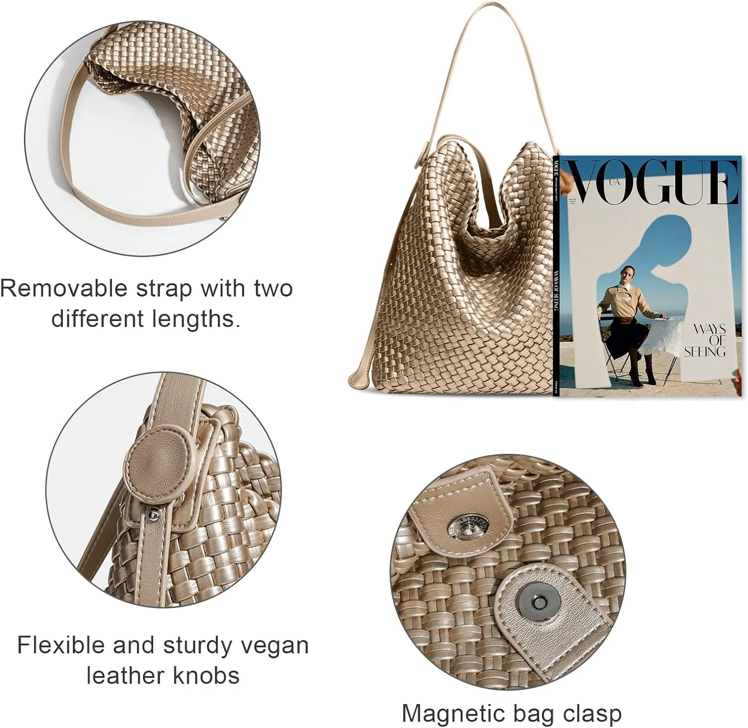 Woven Leather Tote Bag for Women Large Woven purses shoulder bag Fashion Shopping Travel Handbags