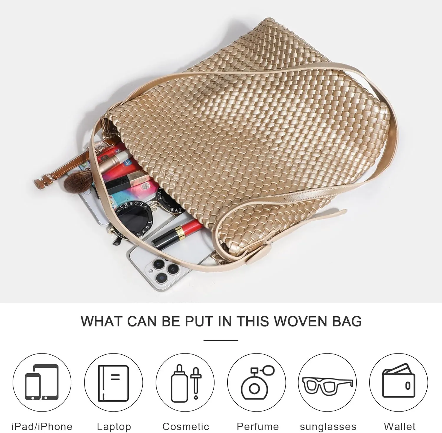 Woven Leather Tote Bag for Women Large Woven purses shoulder bag Fashion Shopping Travel Handbags