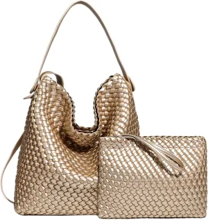 Woven Leather Tote Bag for Women Large Woven purses shoulder bag Fashion Shopping Travel Handbags