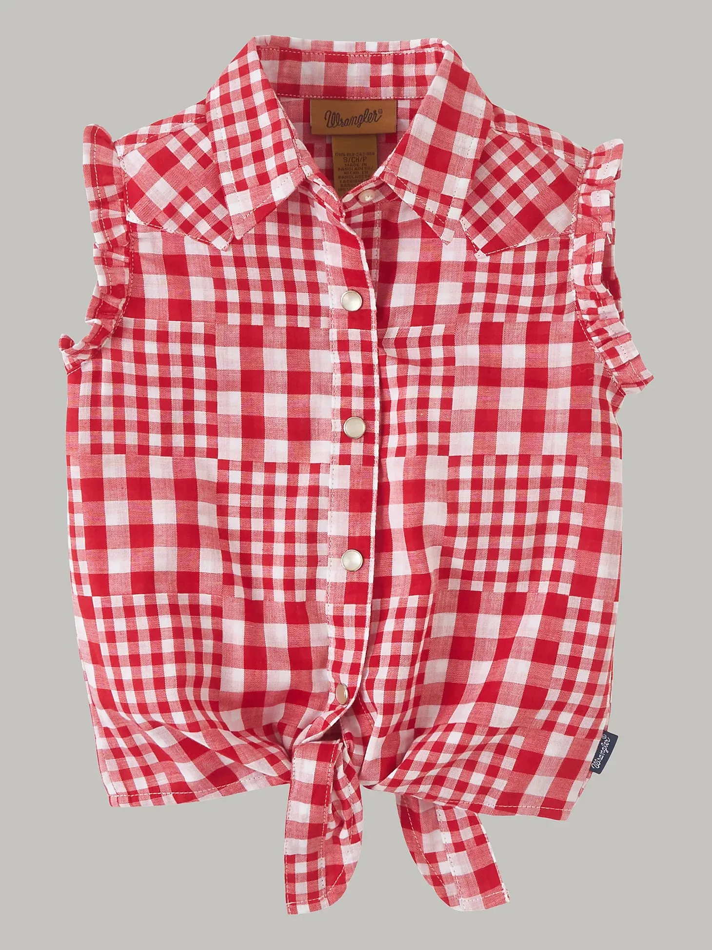 Wrangler Girls Sleeveless Picnic Tie Front Shirt