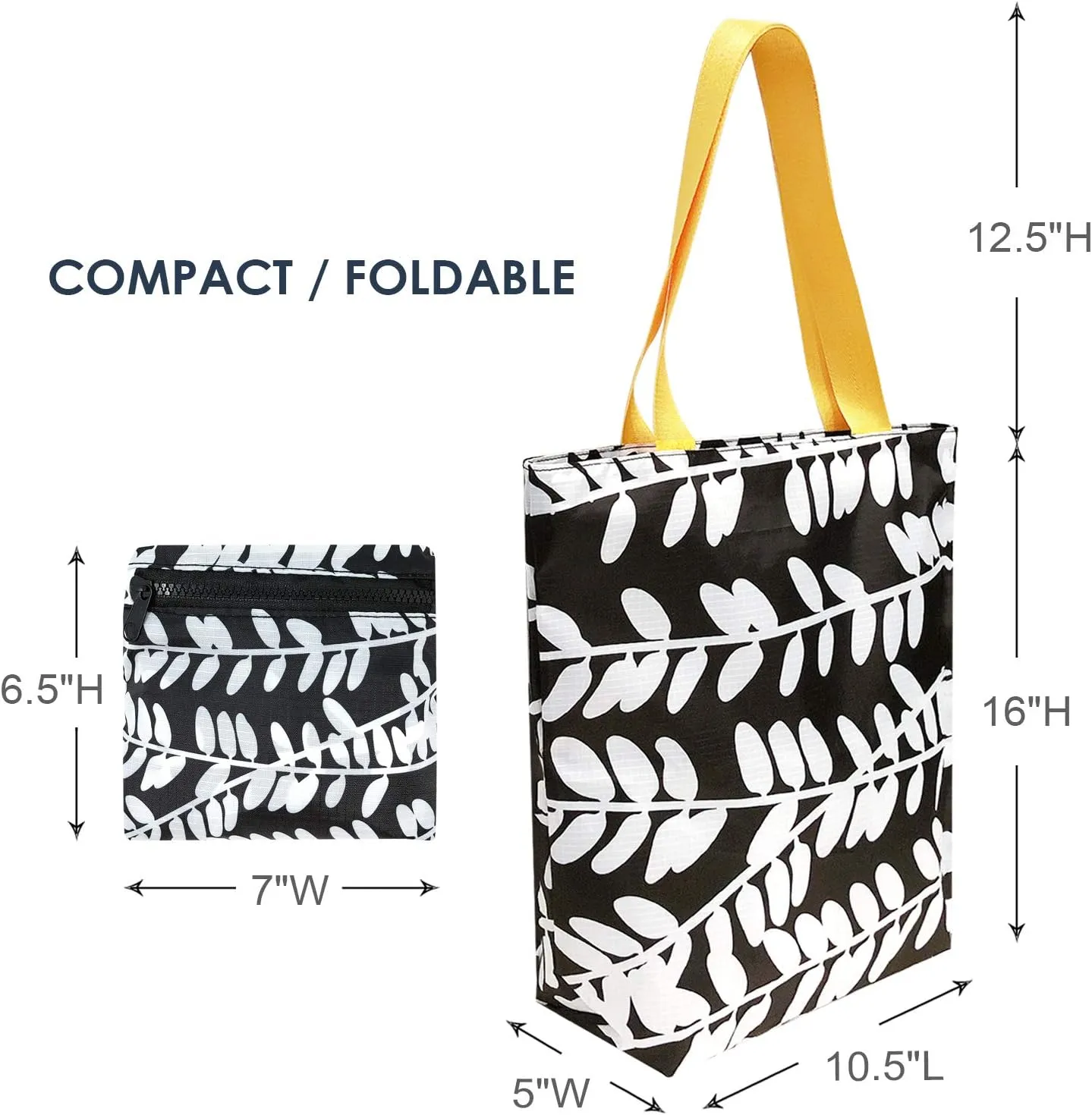 Wrapables Carryall Shopping Travel Tote Bag with Durable Ripstop Polyester - Foldable, Waterproof, and OEKO-TEX Certified, Small, Foliage