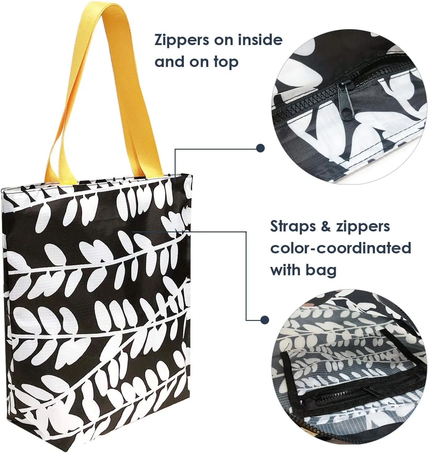 Wrapables Carryall Shopping Travel Tote Bag with Durable Ripstop Polyester - Foldable, Waterproof, and OEKO-TEX Certified, Small, Foliage